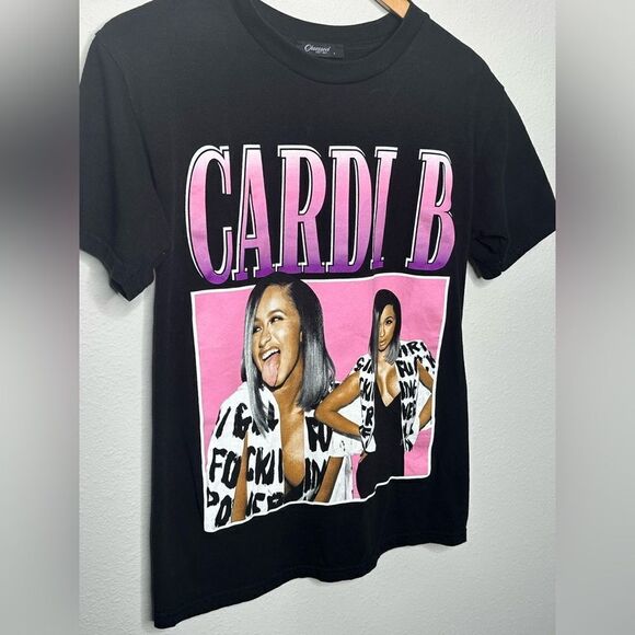 Cardi B Unisex Vintage Homage Throwback 90s Retro Rapper T-Shirt Black Small - Picture 2 of 5